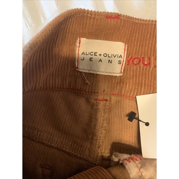 Alice Olivia Authentic Solid Bronze Brown Corduroy Flare Jeans Righ Rise 26 - Picture 7 of 9